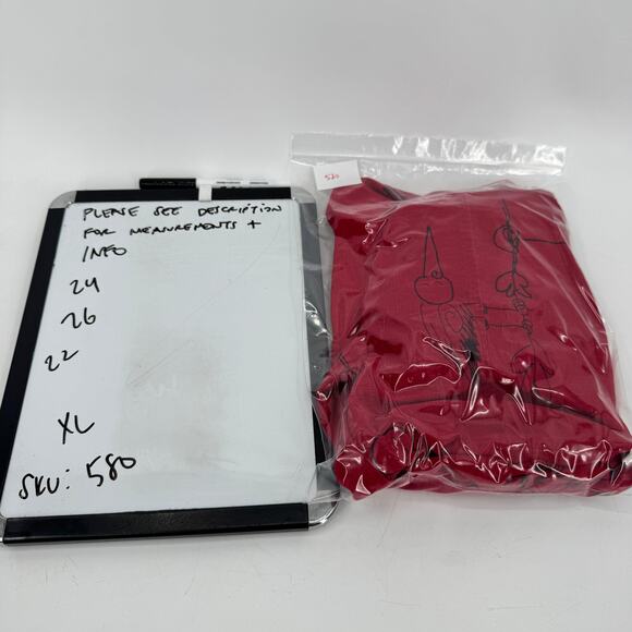 Chico's Blouse Womens XL Red Silk Button Up Roll Tab Sleeve Safari Theme Artsy - Picture 10 of 10